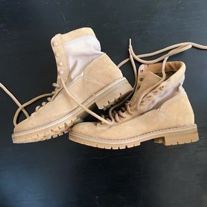 ZARA Tan/Suede combat-style boots